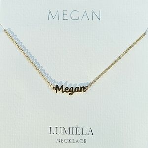 🌸 MEGAN Script Name Chain Goldtone Necklace 🌸